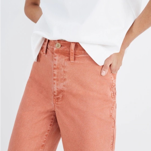 MADEWELL Slim Emmett Wide-Leg Crop Pants Orange Sweet Dahlia - Picture 1 of 10
